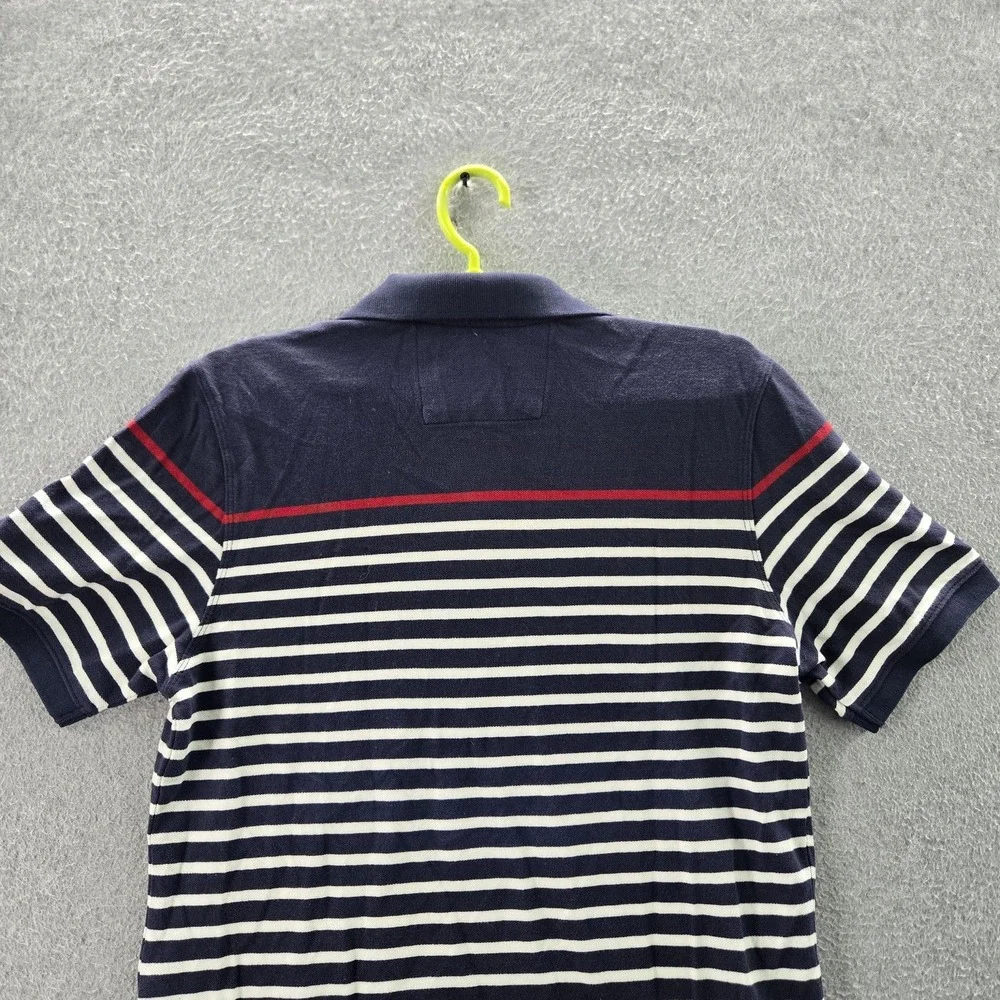 Banana Republic Men Polo S Navy Striped Button Short Sleeve NWT‎